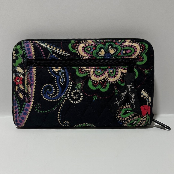 Vera Bradley Turnlock Wallet – Kiev Paisley Black Multicolor Floral - Picture 3 of 5